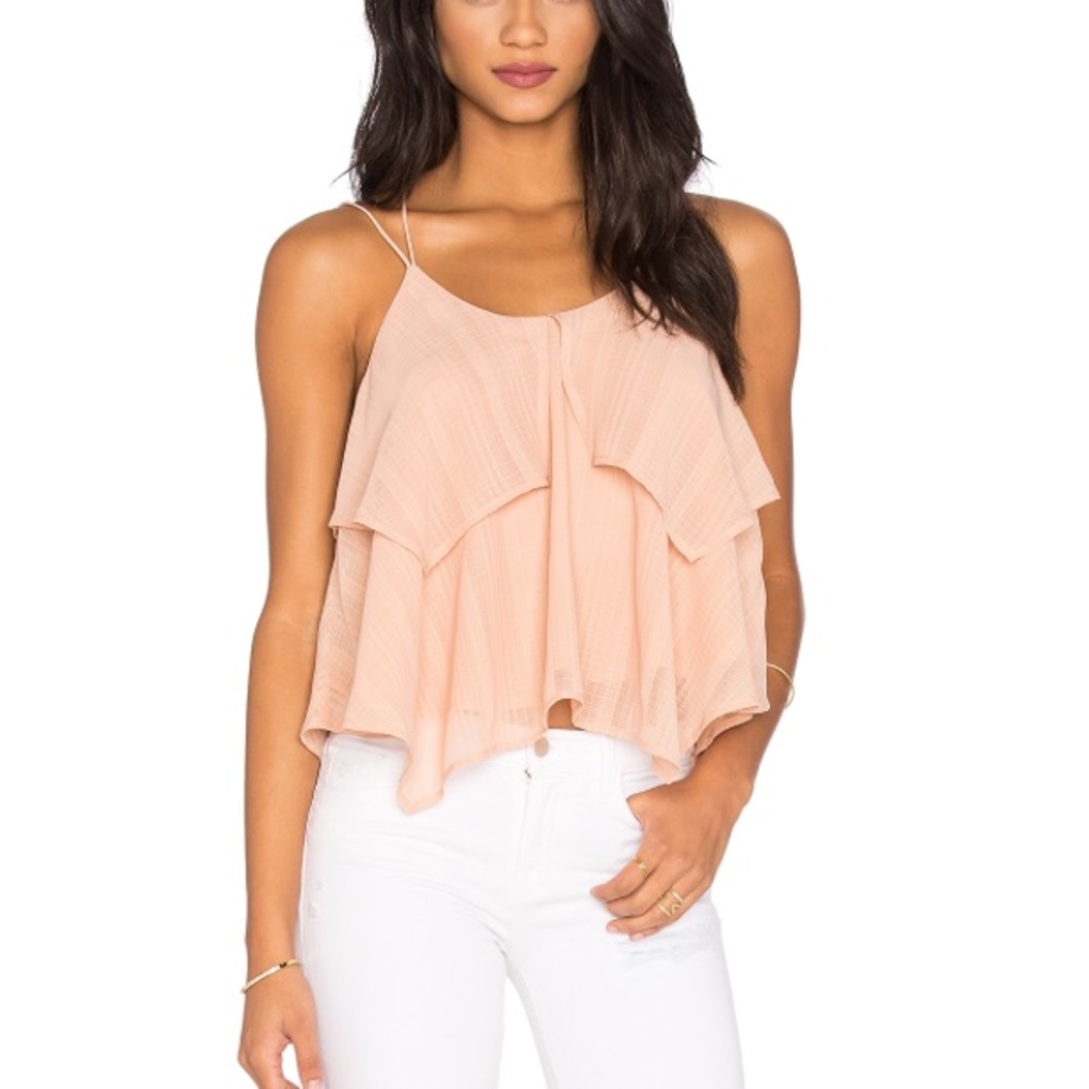 ✨HP✨J.O.A. Los Angeles Ruffle Tank Dusty Rose
